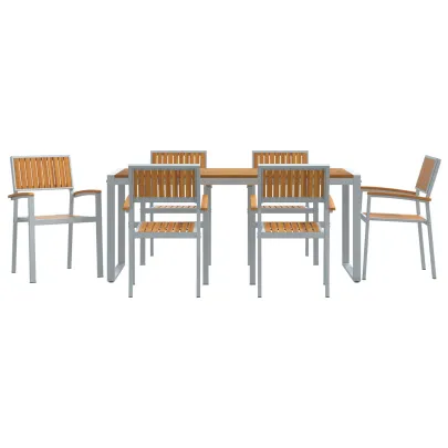 Set Dining Grădină 7 Piese Lemn Acacia Metal | vidaXL