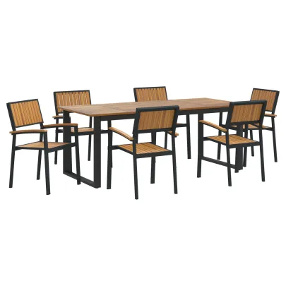 Set Dining 7 Piese - Oțel și Lemn Acacia | Livrare Gratuită