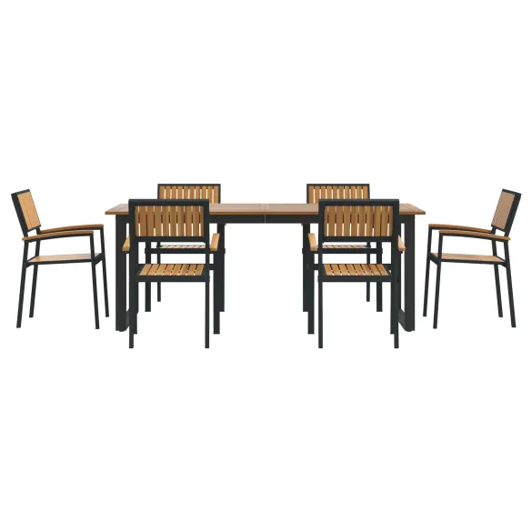 Set Dining 7 Piese - Oțel și Lemn Acacia | Livrare Gratuită