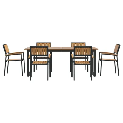 Set Dining 7 Piese - Oțel și Lemn Acacia | Livrare Gratuită