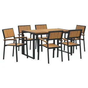 Set Dining Grădină 7 Piese Lemn Acacia Metal | Livrare Gratuită 2