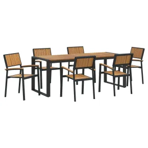 Set Dining Grădină 7 Piese Lemn Acacia Metal | vidaXL 2