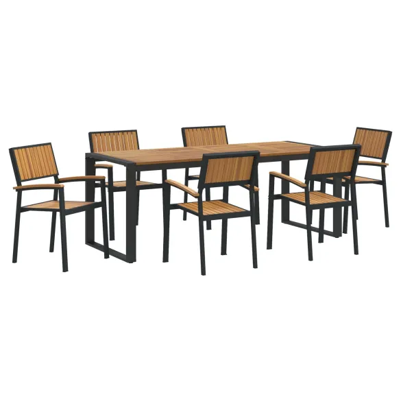 Set Dining Grădină 7 Piese Lemn Acacia Metal | vidaXL