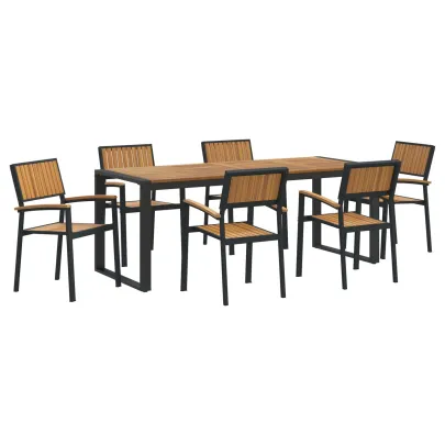 Set Dining Grădină 7 Piese Lemn Acacia Metal | vidaXL