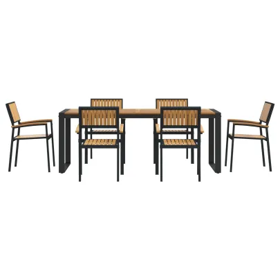 Set Dining Grădină 7 Piese Lemn Acacia Metal | vidaXL