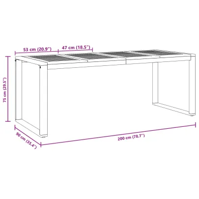 Set Dining Grădină 7 Piese Lemn Acacia Metal | vidaXL