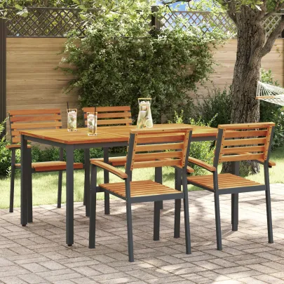 Set Mese Grădină 5 Piese Lemn Acacia Metal | vidaXL