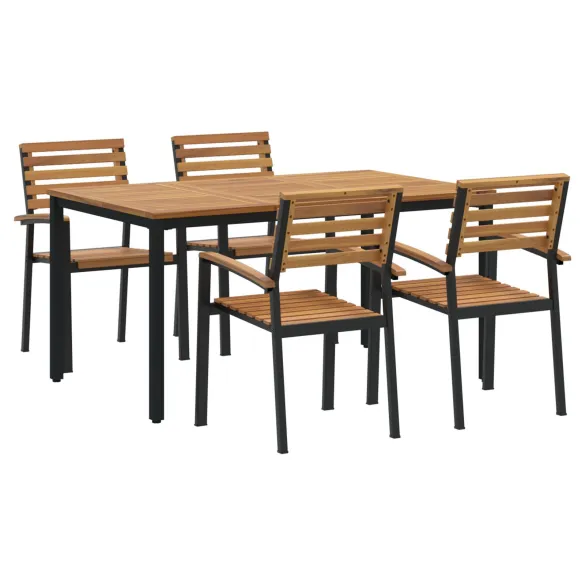 Set Mese Grădină 5 Piese Lemn Acacia Metal | vidaXL