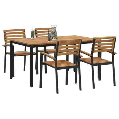 Set Mese Grădină 5 Piese Lemn Acacia Metal | vidaXL