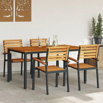 Set Mese Grădină 5 Piese Lemn Acacia Metal | vidaXL