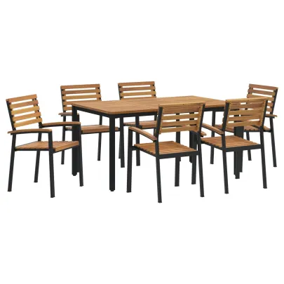 Set Dining Grădină 7 Piese - Acacia și Metal | Livrare Gratuită