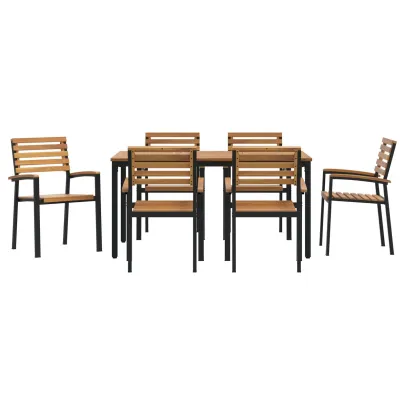 Set Dining Grădină 7 Piese - Acacia și Metal | Livrare Gratuită