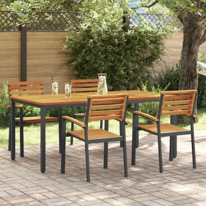Set Mese Grădină 5 Piese Lemn Acacia Metal | vidaXL