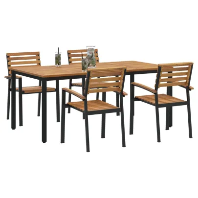 Set Mese Grădină 5 Piese Lemn Acacia Metal | vidaXL