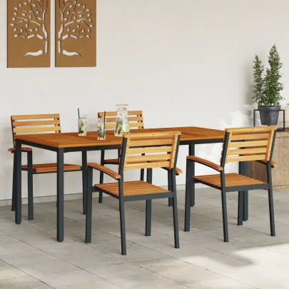 Set Mese Grădină 5 Piese Lemn Acacia Metal | vidaXL