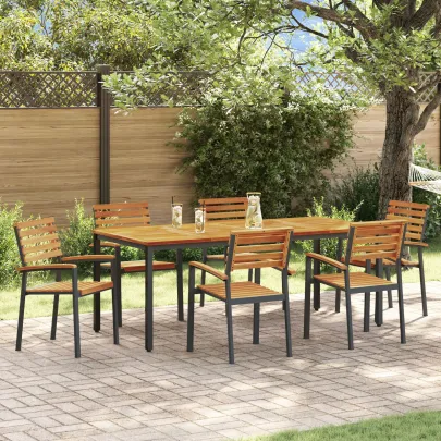 Set Masă Grădină 7 Piese Lemn Acacia - Livrare Gratuită