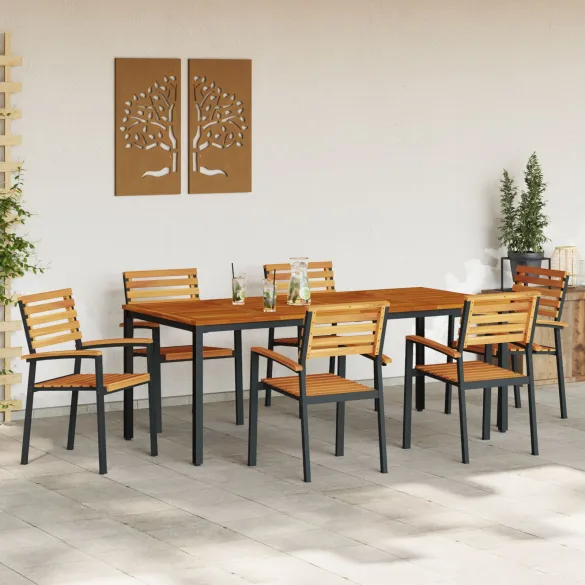 Set Masă Grădină 7 Piese Lemn Acacia - Livrare Gratuită