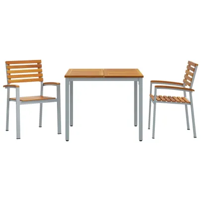 Set Dining Grădină 3 Piese - Lemn Acacia Metal | vidaXL
