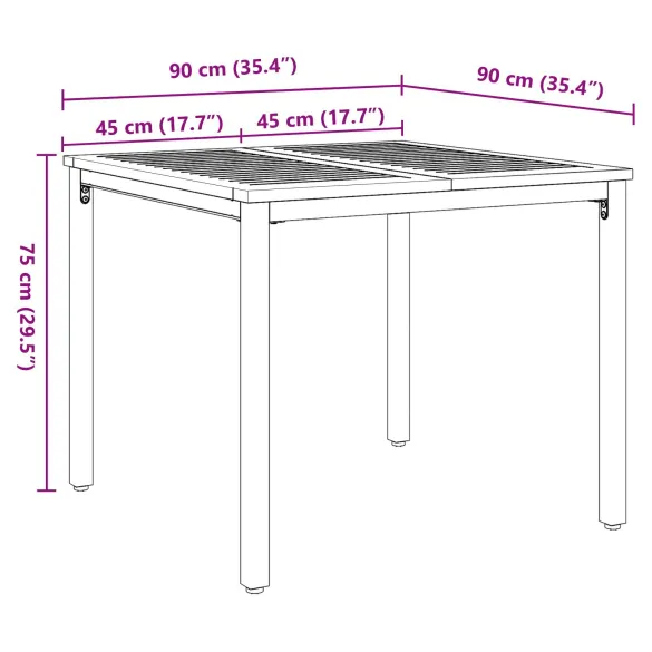 Set Dining Grădină 5 Piese - Lemn Acacia Metal | vidaXL
