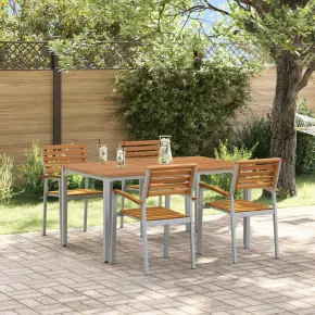Set Dining Grădină 5 Piese - Lemn Acacia și Metal | vidaXL