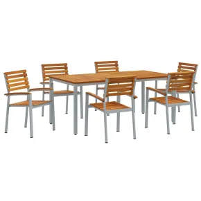 Set Dining Grădină 7 Piese - Lemn Acacia Metal | Livrare Gratuită 2