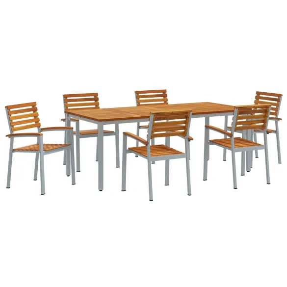 Set Masă Scaune Grădină Lemn Acacia Metal | vidaXL