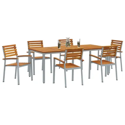 Set Masă Scaune Grădină Lemn Acacia Metal | vidaXL