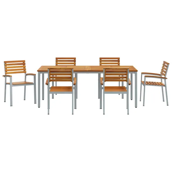 Set Masă Scaune Grădină Lemn Acacia Metal | vidaXL