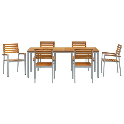 Set Masă Scaune Grădină Lemn Acacia Metal | vidaXL