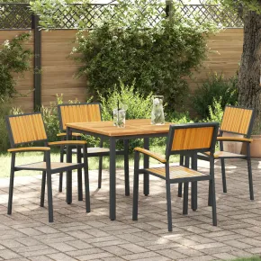 Set Dining Grădină 5 Piese - Acacia și Metal | Livrare Gratuită