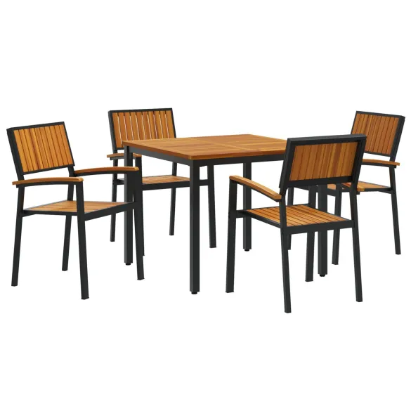 Set Dining Grădină 5 Piese - Acacia și Metal | Livrare Gratuită