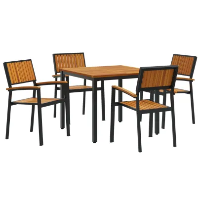 Set Dining Grădină 5 Piese - Acacia și Metal | Livrare Gratuită