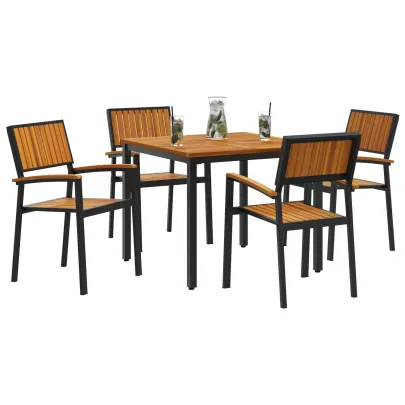 Set Dining Grădină 5 Piese - Acacia și Metal | Livrare Gratuită