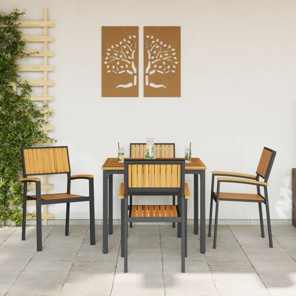 Set Dining Grădină 5 Piese - Acacia și Metal | Livrare Gratuită