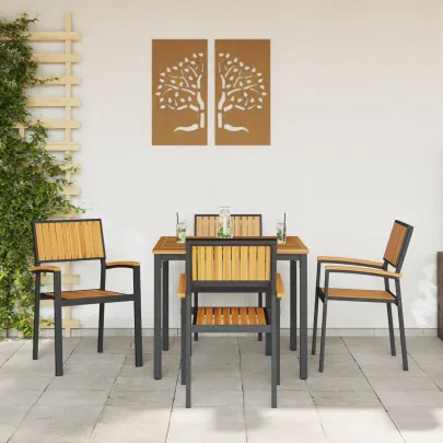 Set Dining Grădină 5 Piese - Acacia și Metal | Livrare Gratuită