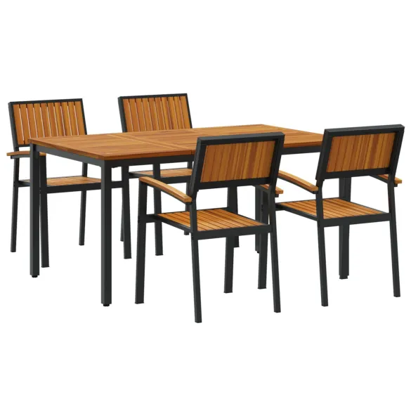 Set Dining Grădină 5 Piese - Lemn Acacia și Metal | Livrare Gratuită