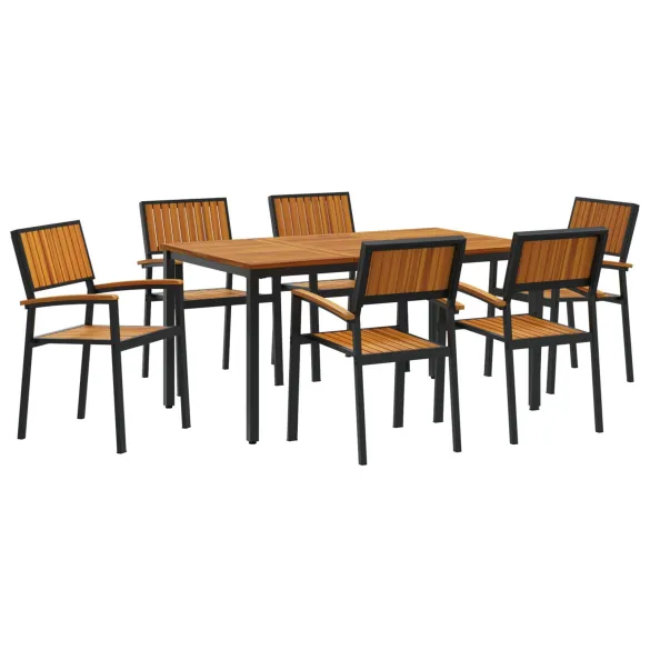 Set Dining Grădină 7 Piese Lemn Acacia Metal | vidaXL