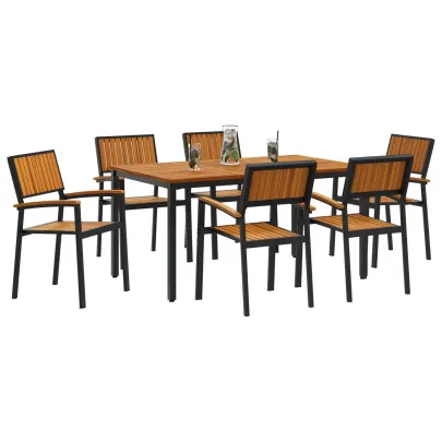 Set Dining Grădină 7 Piese Lemn Acacia Metal | vidaXL