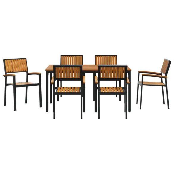 Set Dining Grădină 7 Piese Lemn Acacia Metal | vidaXL