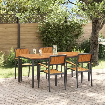 Set Dining Grădină 5 Piese - Acacia și Metal | vidaXL