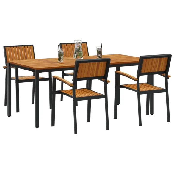 Set Dining Grădină 5 Piese - Acacia și Metal | vidaXL