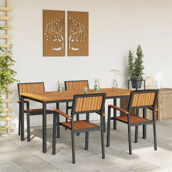 Set Dining Grădină 5 Piese - Acacia și Metal | vidaXL