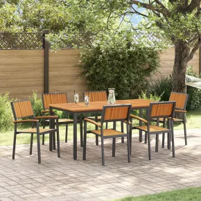 Set Dining Grădină 7 Piese Lemn Acacia Metal | vidaXL