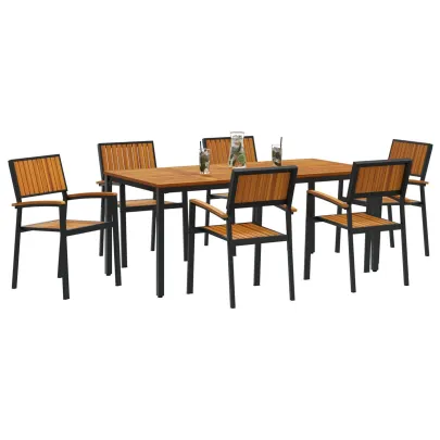 Set Dining Grădină 7 Piese Lemn Acacia Metal | vidaXL