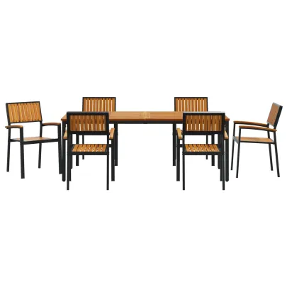 Set Dining Grădină 7 Piese - Lemn Acacia și Metal | Livrare Gratuită