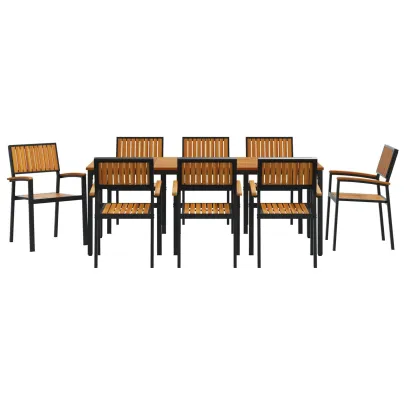 Set Dining Grădină 9 Piese - Lemn Acacia Metal | vidaXL