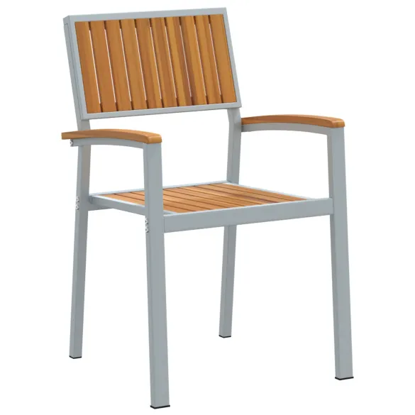 Set Dining Grădină 3 Piese Lemn Acacia Metal | vidaXL