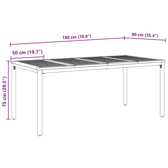 Set Dining Grădină 5 Piese Lemn Acacia Metal | vidaXL