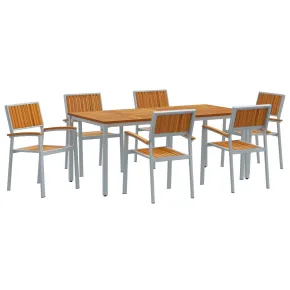 Set Dining Grădină 7 Piese - Lemn Acacia Metal | Livrare Gratuită 2