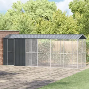 Colivie Păsări Mare cu Extensie - Oțel Antracit | vidaXL